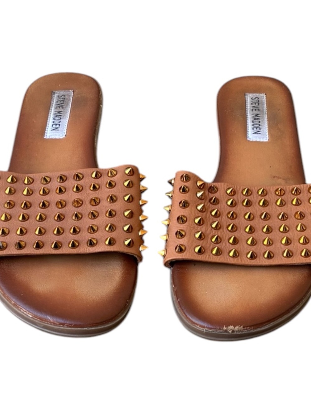 Steve Madden Brown with Golden Studded Sandals-Size 8M